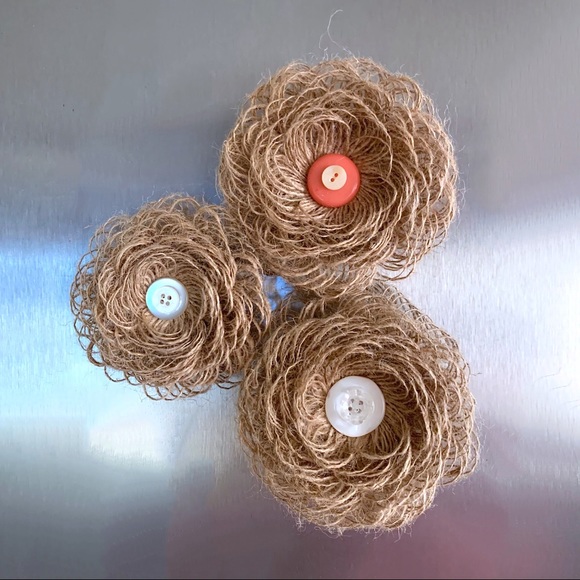 Burlap Flower Magnets Country Chic Decor - Picture 2 of 8